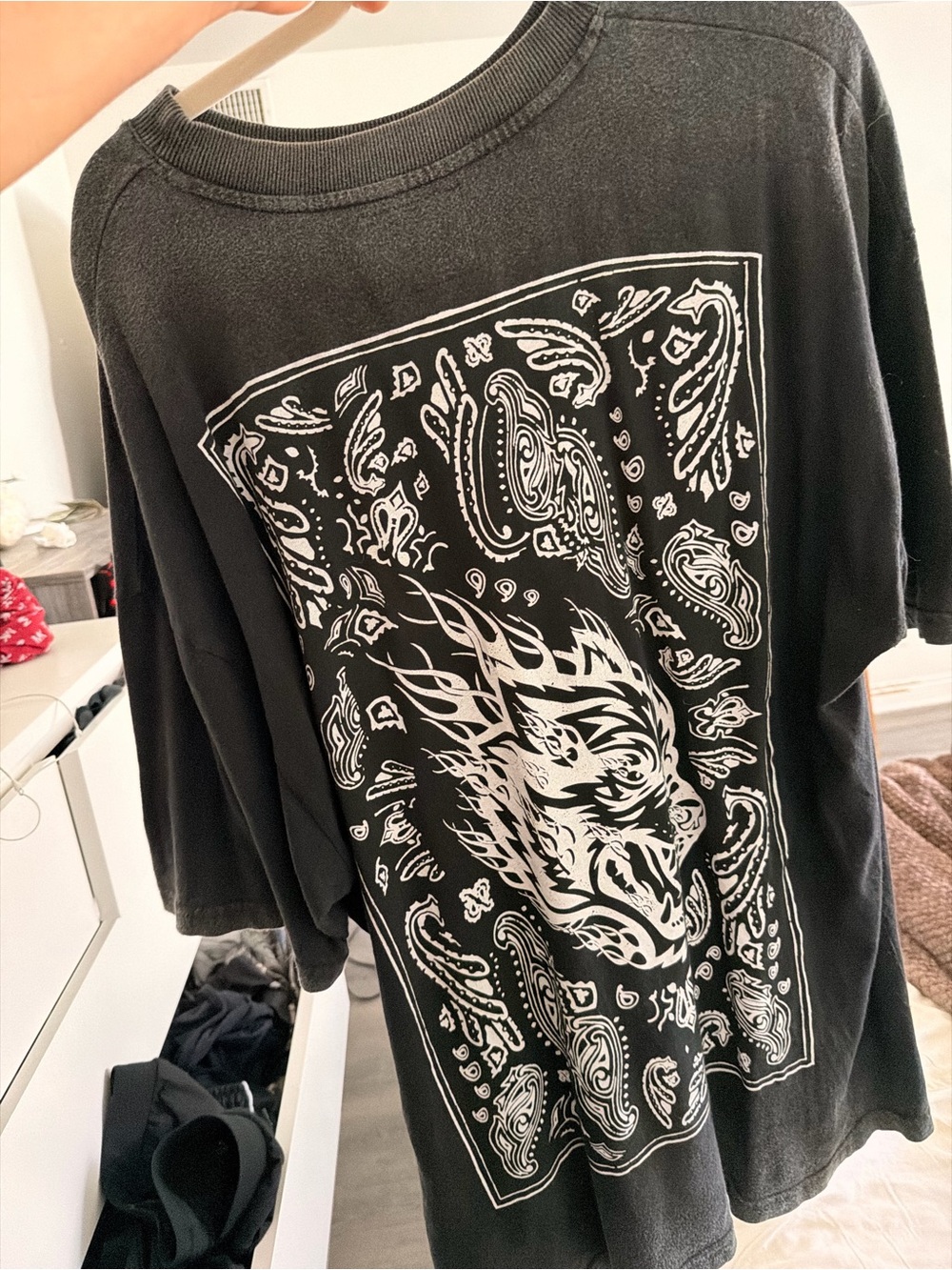Darc Sport Black Short Sleeve Tee with White Bandana Tiger Graphic